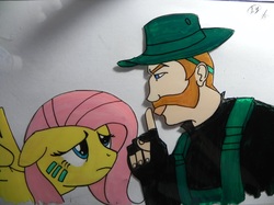 Size: 3628x2707 | Tagged: safe, artist:esprites, fluttershy, human, g4, army, call of duty, captain price, crossover, traditional art