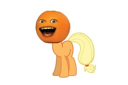 Size: 600x400 | Tagged: safe, edit, applejack, g4, ambiguous gender, annoying orange, orange, simple background, solo