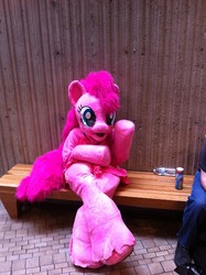 Size: 500x669 | Tagged: safe, pinkie pie, human, g4, cosplay, fursuit, irl, irl human, photo, solo