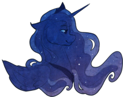 Size: 909x718 | Tagged: safe, artist:noxxplush, princess luna, pony, g4, female, portrait, profile, simple background, solo