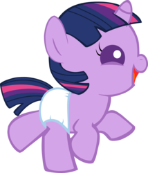 Size: 1497x1746 | Tagged: safe, artist:mighty355, twilight sparkle, pony, unicorn, g4, baby, baby pony, babylight sparkle, cute, cute baby, diaper, diaperlight sparkle, female, filly, foal, happy, happy baby, solo, twiabetes, white diaper