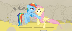 Size: 1286x552 | Tagged: safe, screencap, fluttershy, rainbow dash, a canterlot wedding, g4, my little pony: friendship is magic, out of context, scared, shocked