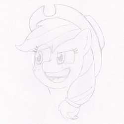 Size: 894x894 | Tagged: artist needed, safe, applejack, g4, bust, female, monochrome, sketch, solo