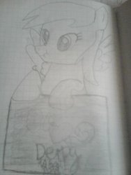 Size: 337x449 | Tagged: safe, derpy hooves, pegasus, pony, g4, female, mare, monochrome, sketch, solo