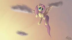 Size: 1600x900 | Tagged: safe, artist:alorpax, fluttershy, g4, female, flying, solo