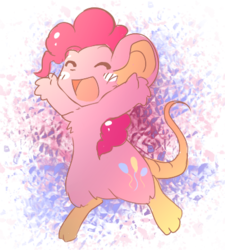 Size: 400x444 | Tagged: safe, artist:fierying, pinkie pie, mouse, g4, chest fluff, crossover, cute, diapinkes, eyes closed, female, mousified, open mouth, pinkie mouse, solo, species swap, transformice