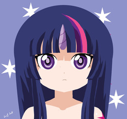 Size: 700x662 | Tagged: safe, artist:lord_jack, twilight sparkle, human, g4, face, female, horn, horned humanization, humanized, pixiv, reaction image, solo