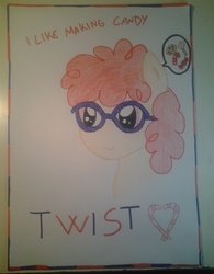 Size: 1536x1968 | Tagged: safe, artist:lolly <3, twist, g4, candy, female, filly, solo