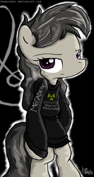 Size: 609x1143 | Tagged: safe, artist:flutterthrash, octavia melody, earth pony, pony, semi-anthro, g4, arm hooves, bipedal, female, megadeth, metal, solo