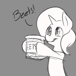 Size: 500x500 | Tagged: safe, artist:fauxsquared, trixie, pony, unicorn, g4, beets, female, happy, jar, mare, smiling, solo
