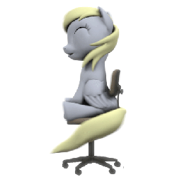 Size: 400x400 | Tagged: safe, artist:argodaemon, derpy hooves, pegasus, pony, g4, 3d, animated, chair, cute, derpabetes, eyes closed, female, i have done nothing productive all day, mare, solo, source filmmaker, spinning