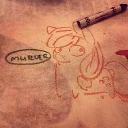 Size: 640x640 | Tagged: safe, artist:sweatersir, applejack, g4, crayon, female, solo, traditional art