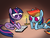 Size: 520x397 | Tagged: safe, artist:muppidupp, rainbow dash, twilight sparkle, g4, duo, reading