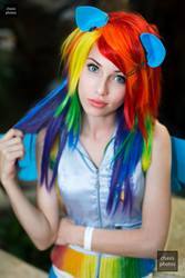 Size: 1365x2048 | Tagged: safe, artist:megancoffey, rainbow dash, human, g4, cosplay, irl, irl human, multicolored hair, photo, rainbow hair, solo