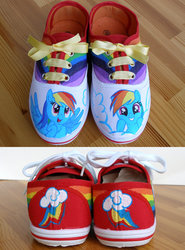 Size: 570x770 | Tagged: safe, rainbow dash, g4, clothes, customized toy, cutie mark, irl, photo, shoes