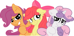 Size: 4274x2106 | Tagged: safe, artist:bobdude0, artist:jerick, apple bloom, scootaloo, sweetie belle, g4, cutie mark crusaders