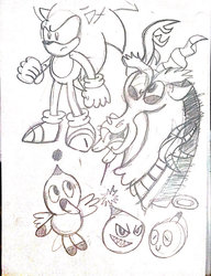 Size: 784x1019 | Tagged: safe, artist:toon-n-crossover, discord, chao, g4, crossover, doodles, male, sonic the hedgehog, sonic the hedgehog (series)