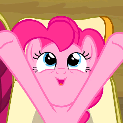 Size: 500x500 | Tagged: safe, screencap, pinkie pie, butterfly, earth pony, pony, g4, season 3, too many pinkie pies, animated, cropped, cute, diapinkes, female, gif, looking up, mare, overhead view, solo