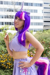 Size: 960x1440 | Tagged: safe, artist:sarahn29, twilight sparkle, human, g4, cosplay, feather, hand on hip, irl, irl human, photo, solo