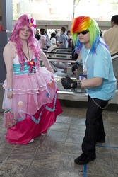 Size: 960x1440 | Tagged: safe, pinkie pie, rainbow dash, human, g4, cosplay, irl, irl human, photo