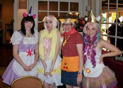 Size: 960x689 | Tagged: safe, applejack, fluttershy, princess celestia, twilight sparkle, human, g4, cosplay, irl, irl human, photo