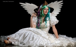 Size: 1600x994 | Tagged: safe, artist:dugfinn, princess celestia, human, g4, cosplay, irl, irl human, photo, solo