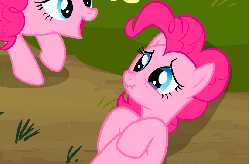 Size: 822x540 | Tagged: safe, screencap, pinkie pie, earth pony, pony, g4, too many pinkie pies, animated, clone, comforting, cropped, crying, cute, diapinkes, female, hug, nose wrinkle, on back, one eye closed, open mouth, petting, pinkie clone, sad, scrunchy face, self paradox, self ponidox, smiling, talking, wink