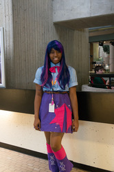 Size: 1276x1920 | Tagged: artist needed, source needed, useless source url, safe, twilight sparkle, human, equestria girls, g4, clothes, convention, cosplay, equestria girls outfit, irl, irl human, photo, youmacon