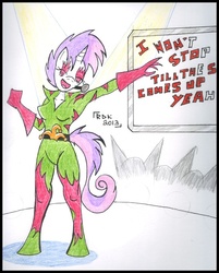 Size: 610x760 | Tagged: safe, artist:rdk, sweetie belle, anthro, unguligrade anthro, g4, the show stoppers, female, hooves, older, show stopper outfits, singing, solo, traditional art