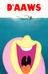 Size: 390x600 | Tagged: safe, fluttershy, g4, crossover, jaws, movie poster, parody, underwater, water