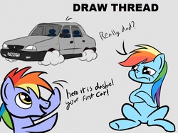 Size: 1094x822 | Tagged: safe, rainbow blaze, rainbow dash, g4, car, dacia, dacia 1310