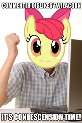 Size: 728x1092 | Tagged: safe, apple bloom, g4, alicorn drama, alicorn drama drama, alicorn drama drama drama, drama, exploitable meme, first day brony, image macro, meme, metadrama, op has a point, truth