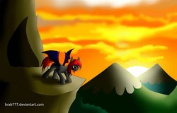 Size: 1116x716 | Tagged: safe, artist:brab777, oc, oc only, bat pony, pony, sunset