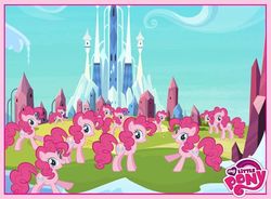 Size: 720x531 | Tagged: safe, pinkie pie, g4, official, too many pinkie pies, clone, crystal empire, my little pony logo, pinkie clone, stock vector