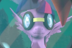 Size: 960x640 | Tagged: safe, rainbow dash, twilight sparkle, alicorn, pony, g4, 3d, female, goggles, mare, pov, solo focus, source filmmaker, twilight sparkle (alicorn), youtube, youtube link