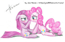 Size: 1024x667 | Tagged: safe, artist:jcosneverexisted, pinkie pie, g4, duality, female, lesbian, pinkamena diane pie, pinkiemena, selfcest