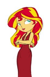 Size: 491x750 | Tagged: safe, artist:carnifex, sunset shimmer, equestria girls, g4, clothes, cocktail dress, dress, female, solo