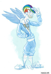 Size: 569x816 | Tagged: safe, artist:jothezette, rainbow dash, human, g4, brony, clothes, converse, humanized, rule 63, shoes, solo, winged humanization