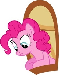 Size: 219x280 | Tagged: safe, pinkie pie, g4, balcony, female, simple background, solo, vector, white background