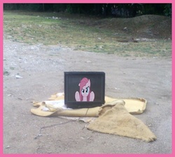 Size: 558x499 | Tagged: safe, pinkie pie, g4, creepy, irl, photo, photography, pinkamena diane pie, television