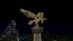 Size: 1024x576 | Tagged: safe, screencap, pegasus, pony, g4, customized toy, minecraft, night, statue, video game