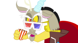 Size: 1024x571 | Tagged: safe, artist:kressio, discord, g4, princess twilight sparkle (episode), season 4, 3d glasses, male, popcorn, simple background, solo, transparent background, vector