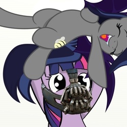 Size: 500x500 | Tagged: safe, twilight sparkle, oc, oc:echo, bat pony, pony, g4, bane, bane mask, the dark knight rises, this will end in tears