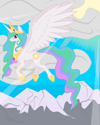 Size: 2000x2500 | Tagged: safe, artist:titanosaur, princess celestia, g4, female, mountain, solo