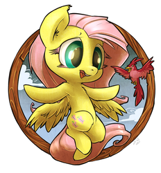 Size: 1113x1200 | Tagged: safe, artist:atryl, fluttershy, bird, g4, cloud, cutie mark, female, flying, open mouth, simple background, solo, spread wings, white background, wings