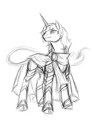 Size: 1600x2087 | Tagged: safe, artist:valkyrie-girl, classical unicorn, pony, unicorn, clothes, cloven hooves, horn, leonine tail, lord sovereign solaris, male, scarf, solo, stallion