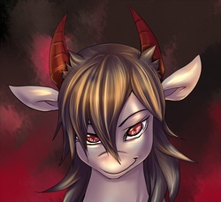 Size: 900x825 | Tagged: safe, artist:bakki, oc, oc only, hybrid, horns, solo