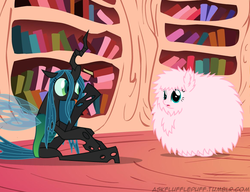 Size: 650x500 | Tagged: safe, artist:mixermike622, queen chrysalis, oc, oc:fluffle puff, g4