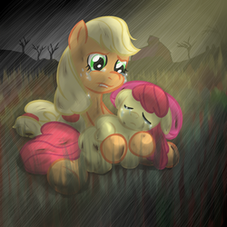 Size: 1000x1000 | Tagged: safe, artist:darkcord, apple bloom, applejack, g4