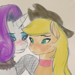 Size: 1000x1000 | Tagged: safe, artist:darkcord, applejack, rarity, g4, female, lesbian, ship:rarijack, shipping